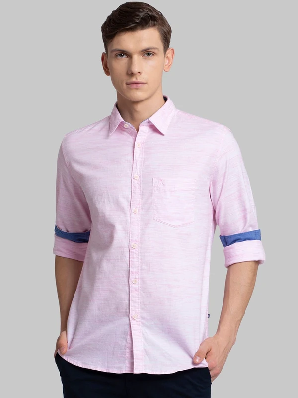 Parx Men Pink Slim Fit Solid Casual Shirt
