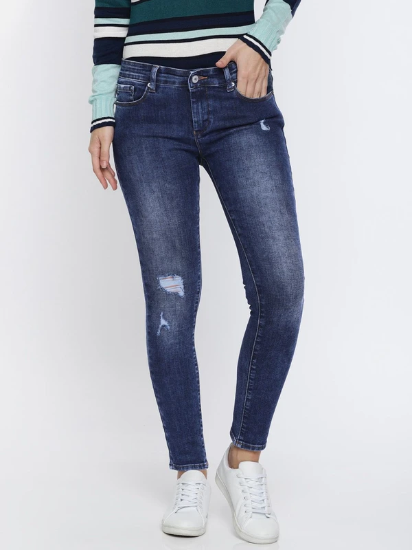 SPYKAR Women Blue Alicia Super Skinny Fit Low-Rise Low Distress Stretchable Jeans