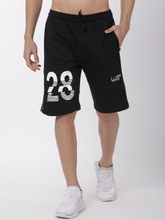 Urban Dog Men Black Printed Regular Fit Sports Shorts