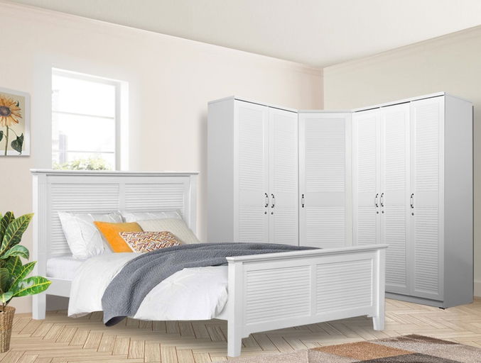 Home Centre Helios Reynan King Bed |Engineered Wood King Bed| (White) |1 Year Warranty