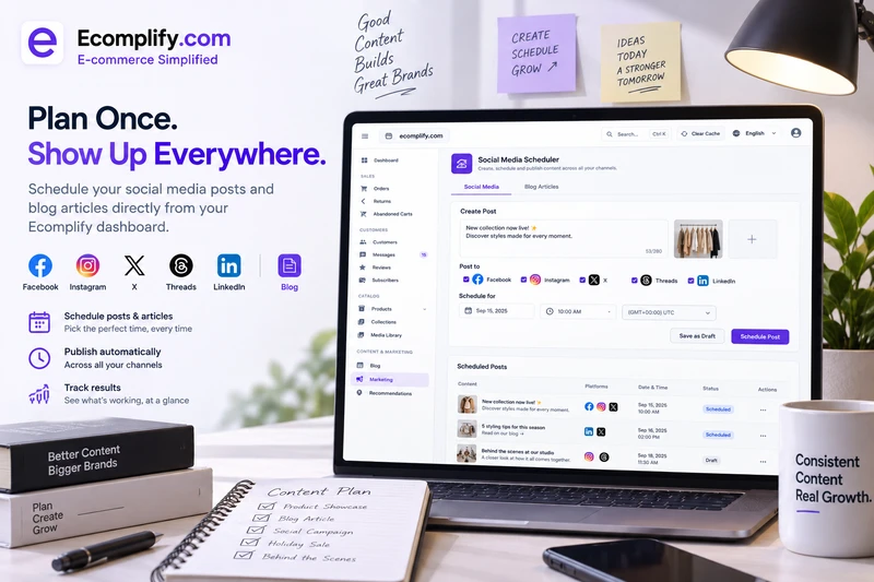 Plan Once, Publish Everywhere: Social Media and Blog Post Scheduling Arrive in Ecomplify