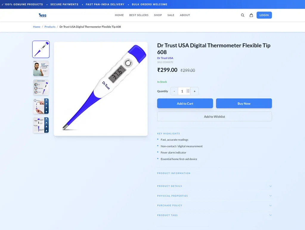 N95 product detail page — live Ecomplify demo store
