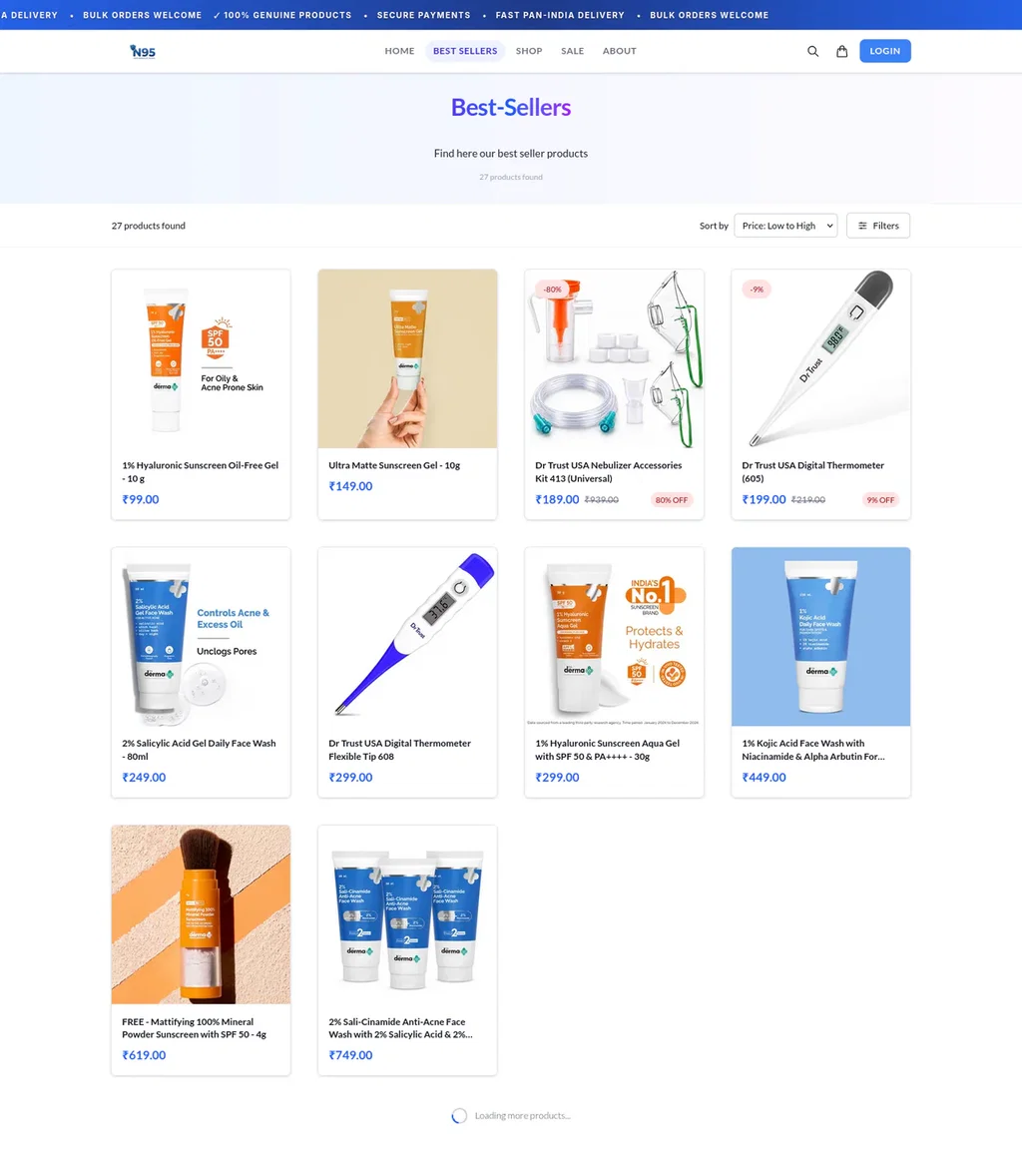 N95 product search page — live Ecomplify demo store