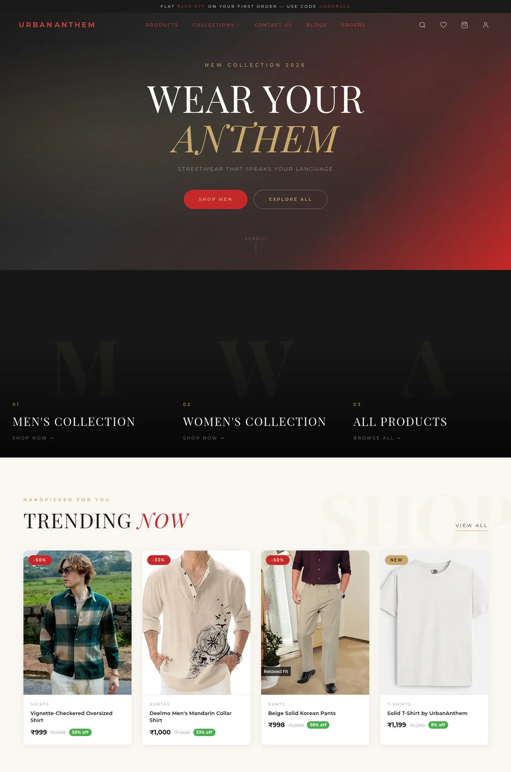 UrbanAnthem — Fashion & Lifestyle storefront homepage, a live demo store built on Ecomplify