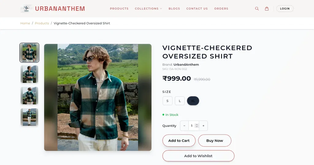 UrbanAnthem product detail page — live Ecomplify demo store